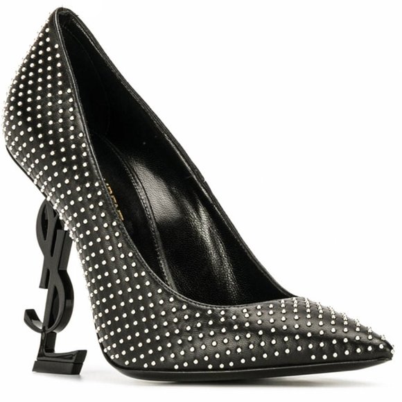 Opyum 110 YSL Logo Heel Leather Pump with Studs - Picture 1 of 8